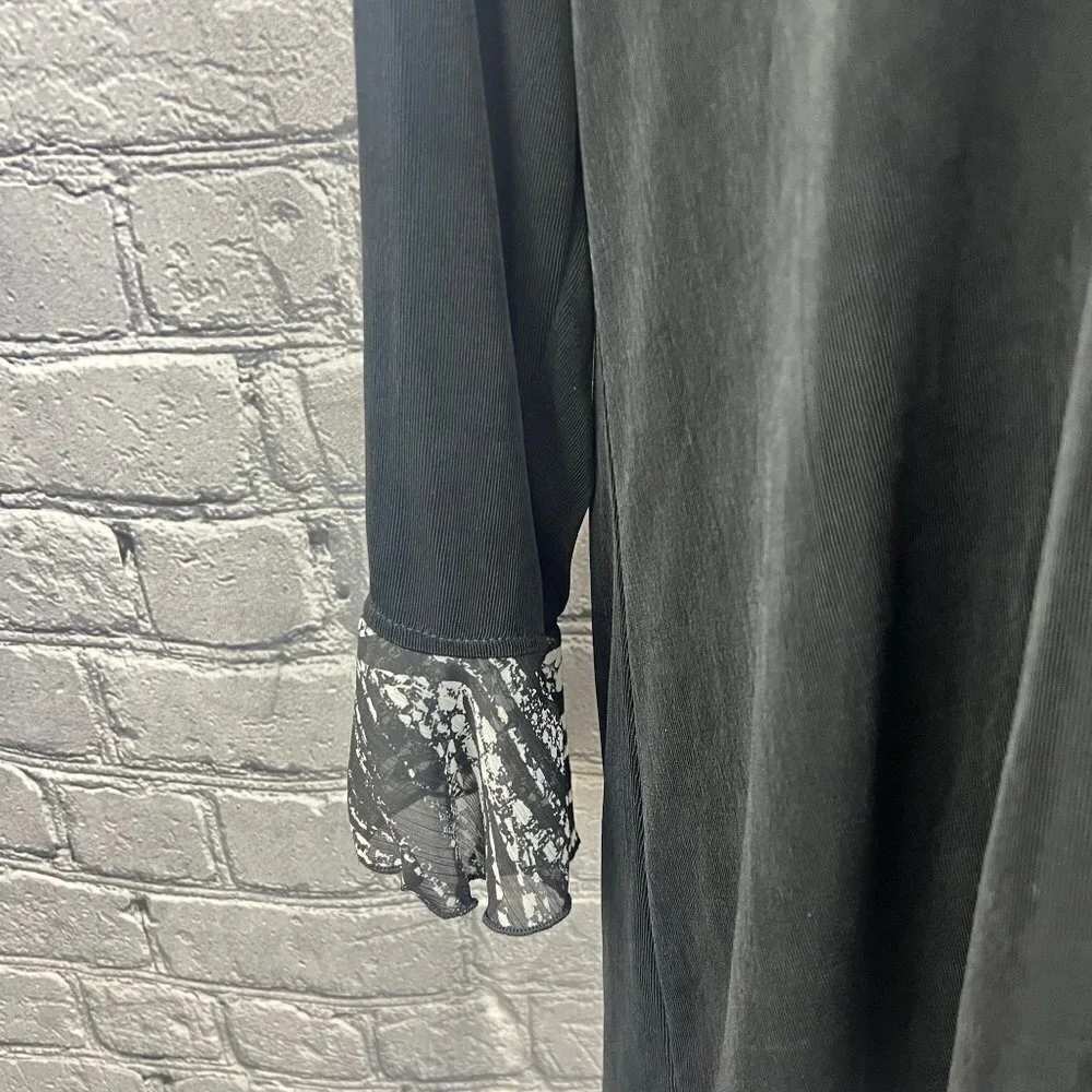 Chico's Travelers Shirt Slinky V-Neck Ruffle Trim Black Size 3 XL 16 - Picture 3 of 8